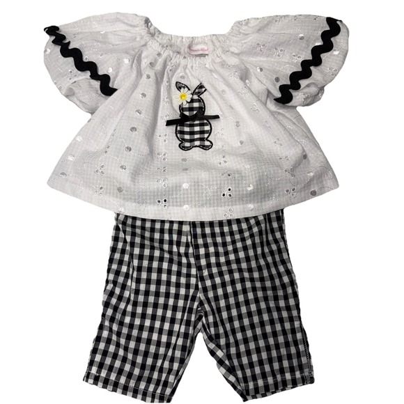 Bonnie Jean Baby Girls Gingham Bunny Set 0-3 Months - Picture 1 of 6
